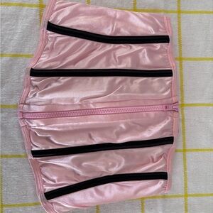 Pink Satin Corset with Black Accents